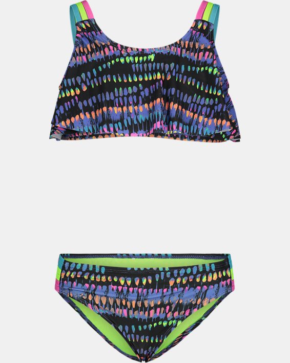 Little Girls' UA Watercolor Two-Piece Flutter Bikini, Black, pdpMainDesktop image number 0